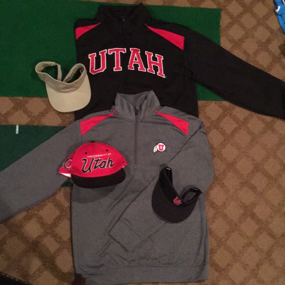 University of Utah half zip pullover & jacket/hats